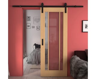 Lincoln Oak Clear Glass Sliding Barn Door