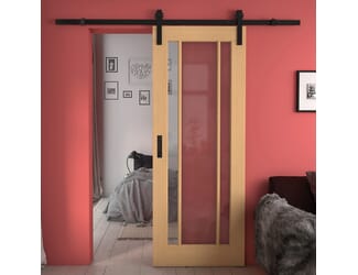 Lincoln Oak Clear Glass Sliding Barn Door