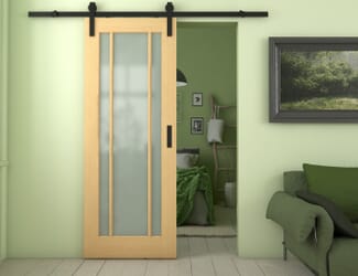 Lincoln Oak Frosted Glass Sliding Barn Door