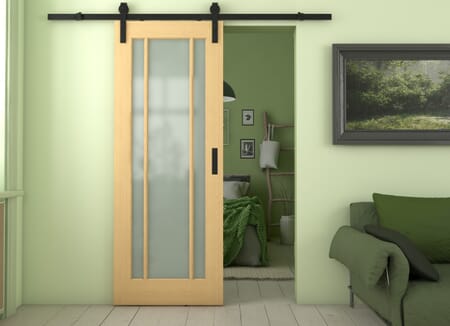 Lincoln Oak Frosted Glass Sliding Barn Door