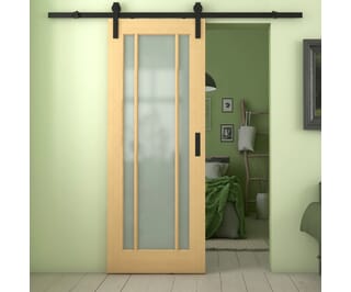 Lincoln Oak Frosted Glass Sliding Barn Door