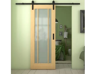 Lincoln Oak Frosted Glass Sliding Barn Door