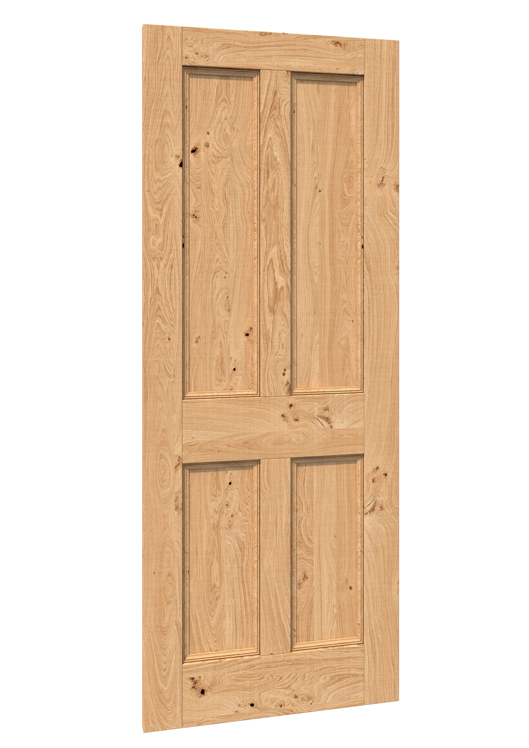 838x1981x35mm (33") Rustic Oak Edwardian 4 Panel - Prefinished Sliding Barn Door