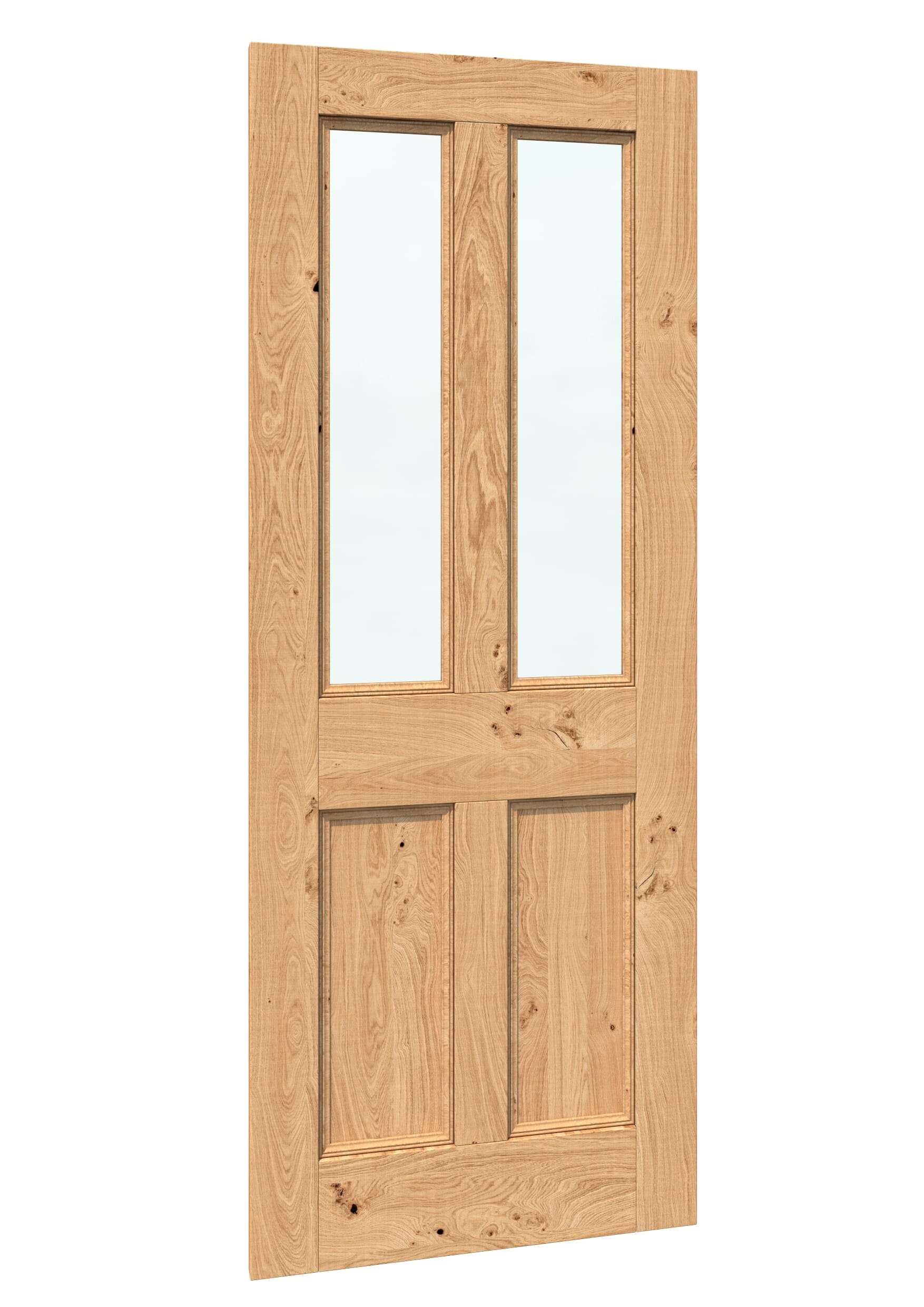 838x1981x35mm (33") Rustic Oak Edwardian Clear Glass - Prefinished Sliding Barn Door