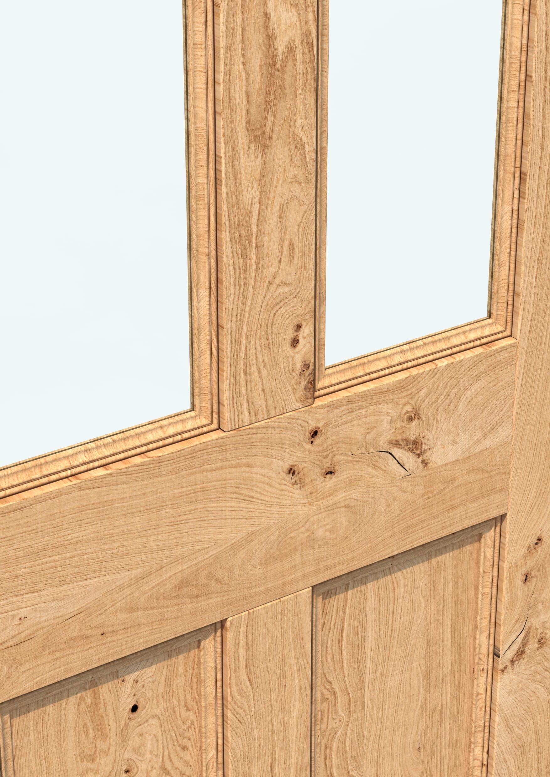 838x1981x35mm (33") Rustic Oak Edwardian Clear Glass - Prefinished Sliding Barn Door