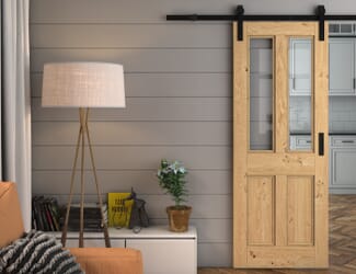 Rustic Oak Edwardian Clear Glass - Prefinished Sliding Barn Door