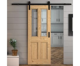 Rustic Oak Edwardian Clear Glass - Prefinished Sliding Barn Door