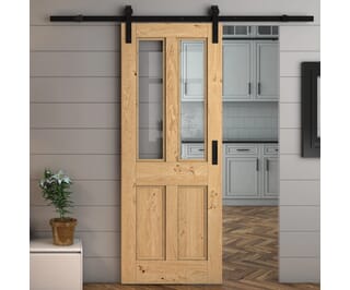 Rustic Oak Edwardian Clear Glass - Prefinished Sliding Barn Door