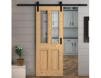 Rustic Oak Edwardian Clear Glass - Prefinished Sliding Barn Door