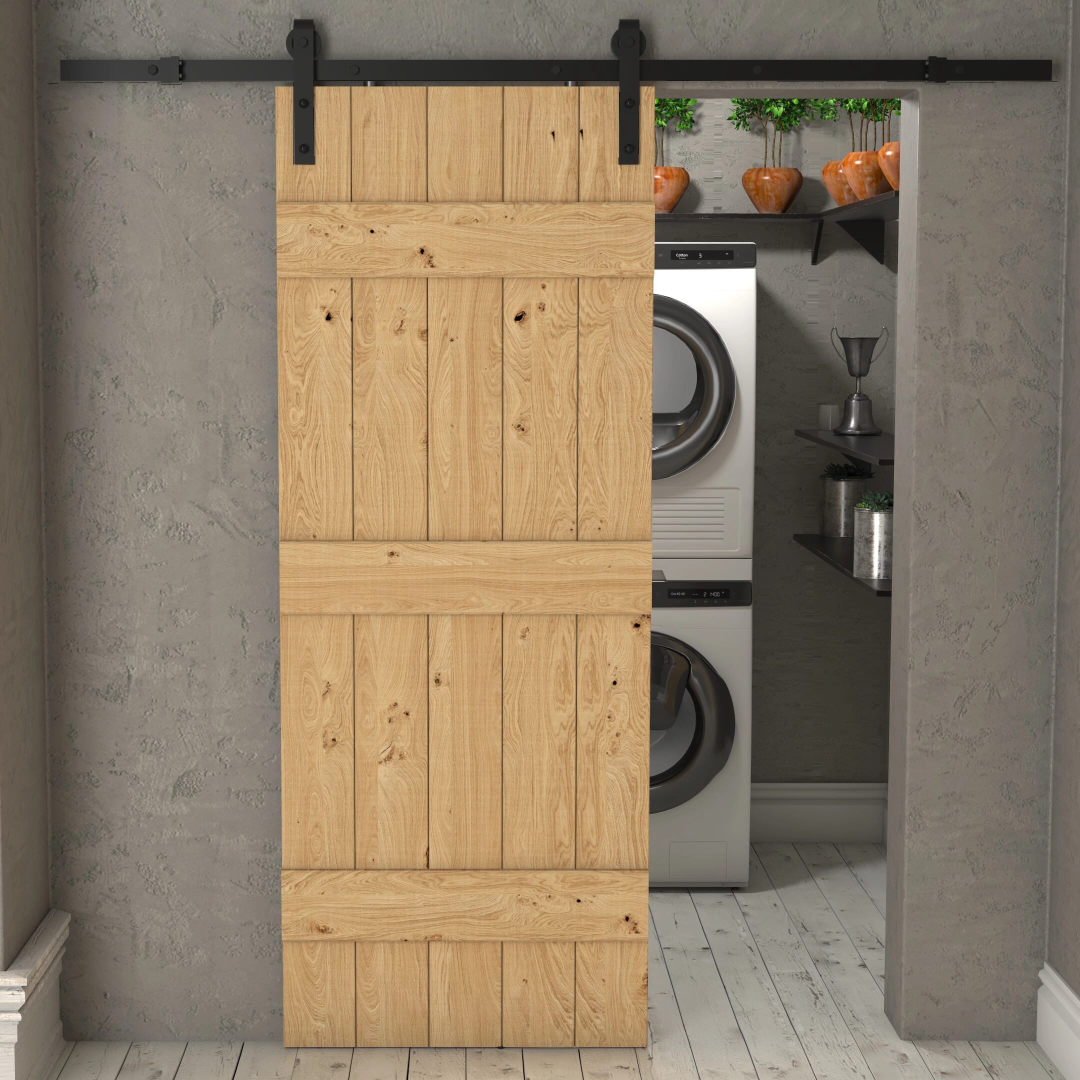 Rustic Solid Oak Ledged Sliding Barn Door