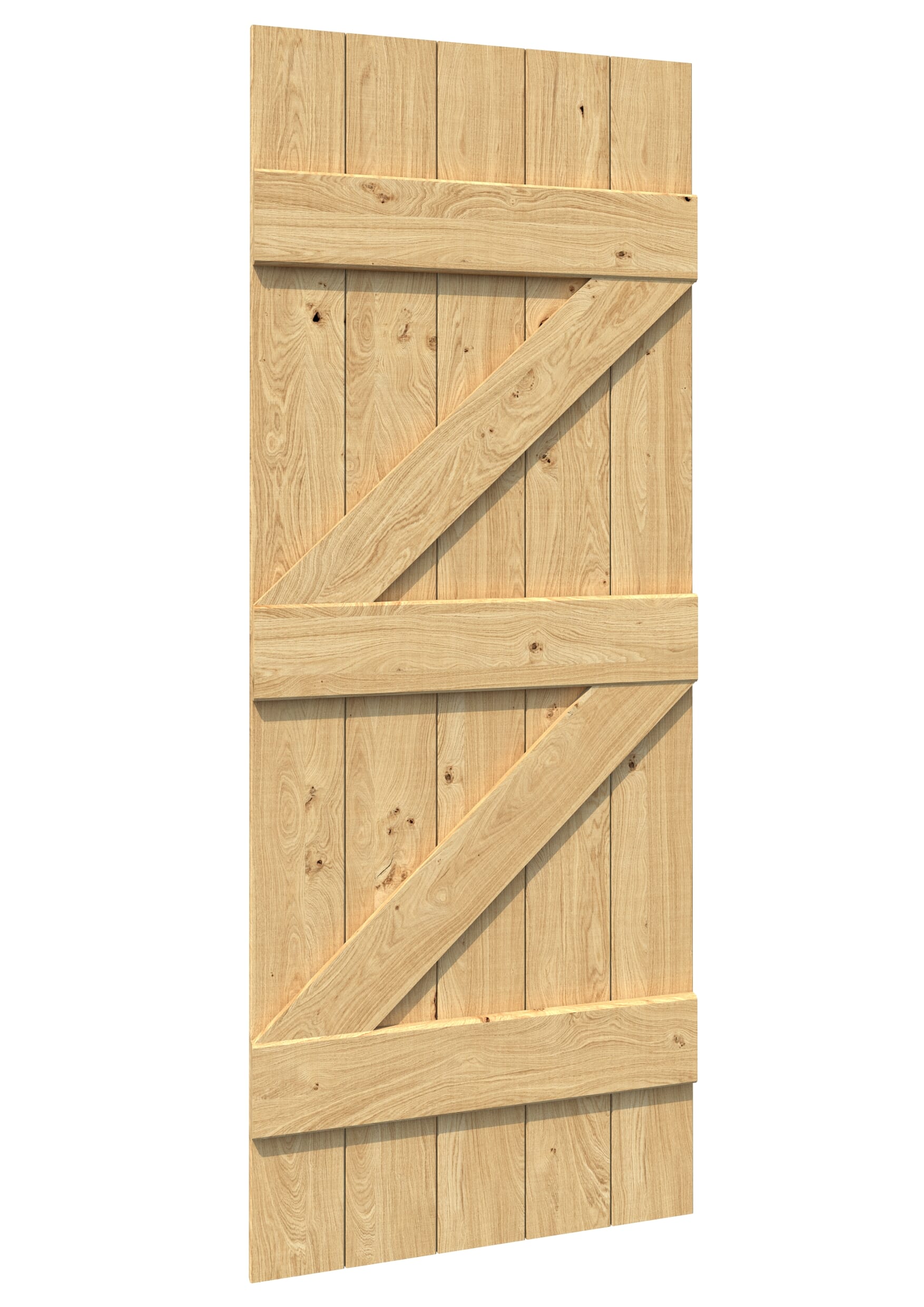 838x1981x35mm (33") Rustic Solid Oak Ledged Sliding Barn Door